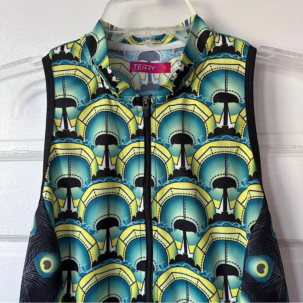 3/$20💥 Terry Women’s Cycling Tank Top‎ S 1/4 Zip Stretch Colorful Geometric - Picture 17 of 17